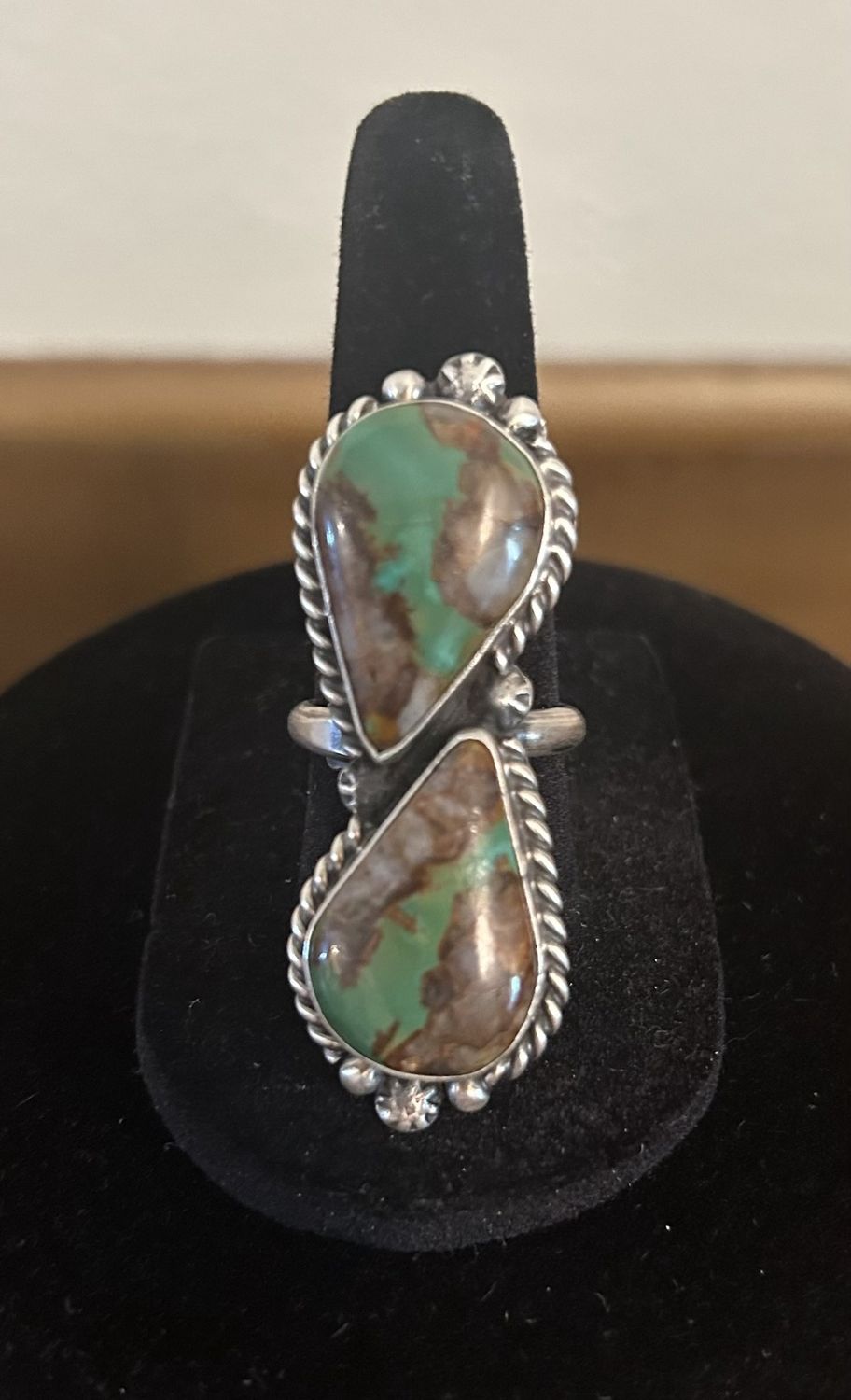 Native, Eugene Belone. Double stone, Royston adjustable vintage ring