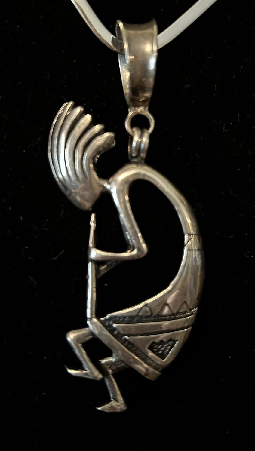 Hopi 3” Kokopelli pendant with large bail, 3 3/4” x 1 1/4”