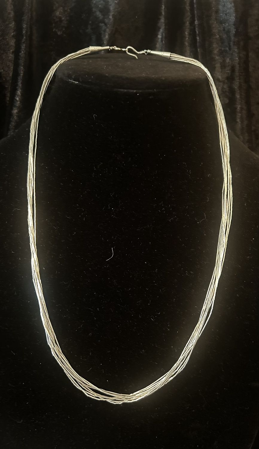 22” Liquid Silver, 10 Strand Necklace.