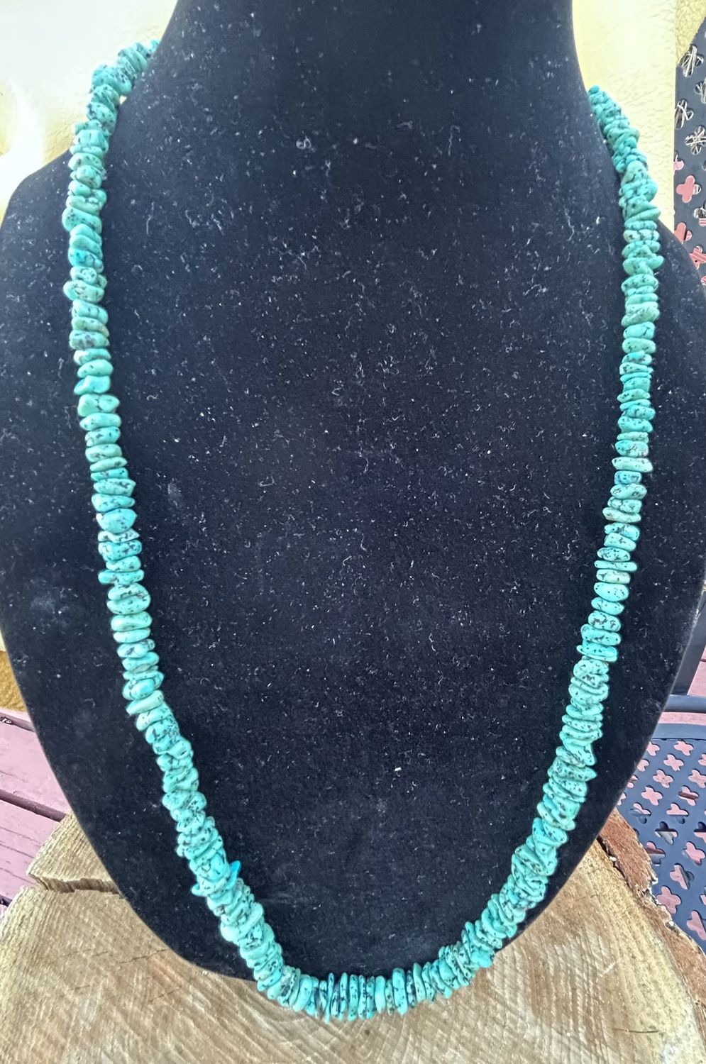 31” All Turquoise necklace with sterling hook closure