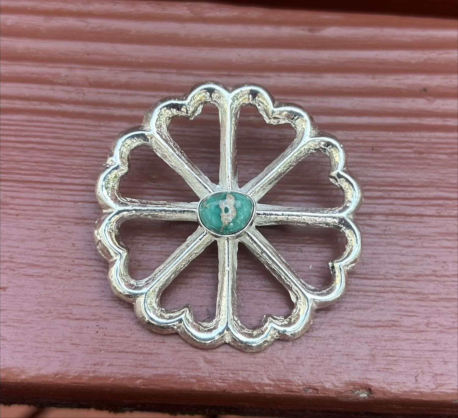 2” Native, Sterling &amp; Turquoise shepherds hook pendant