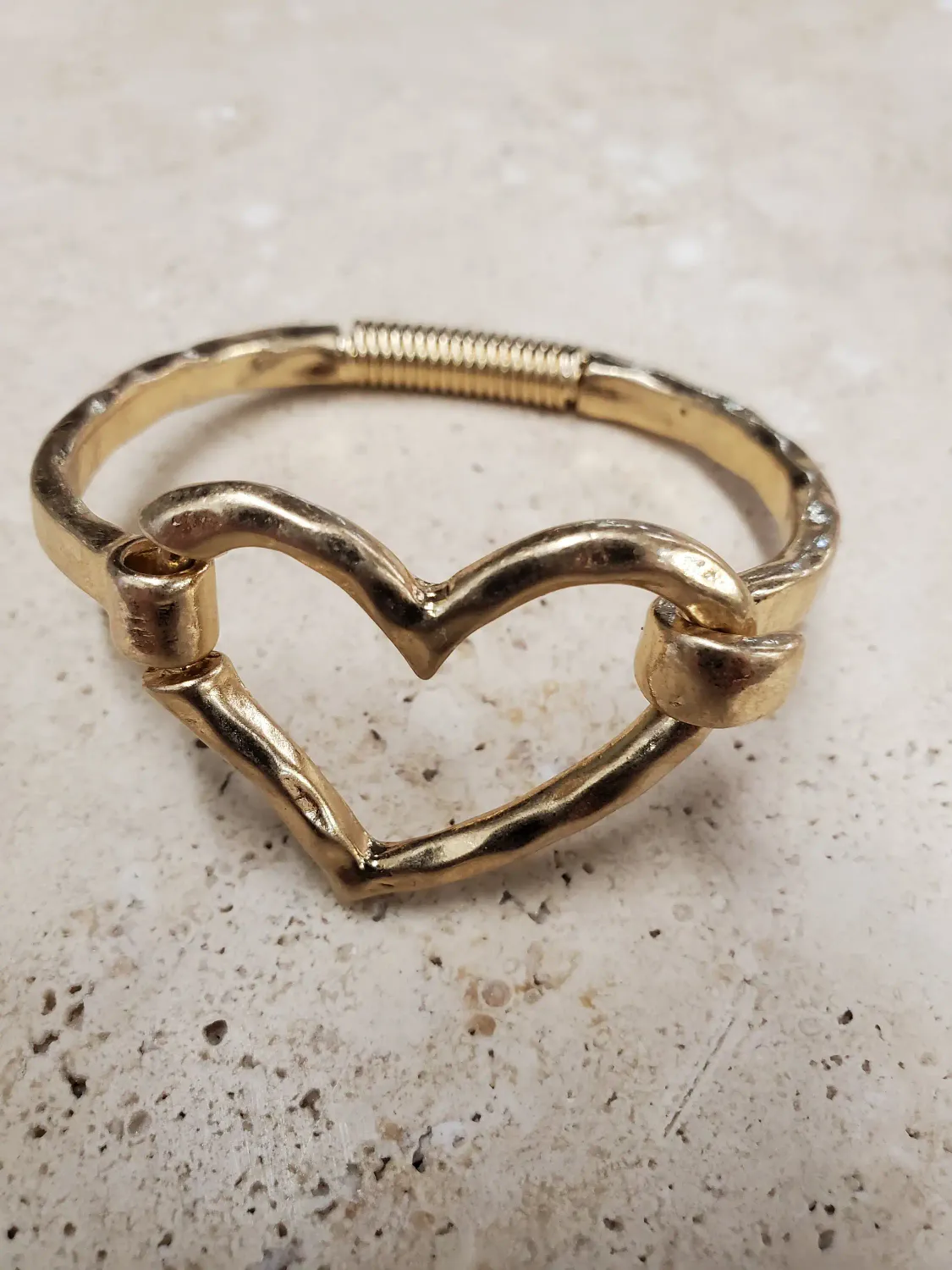 Matte Finish Heart Cuff Bracelet, Colour: Gold