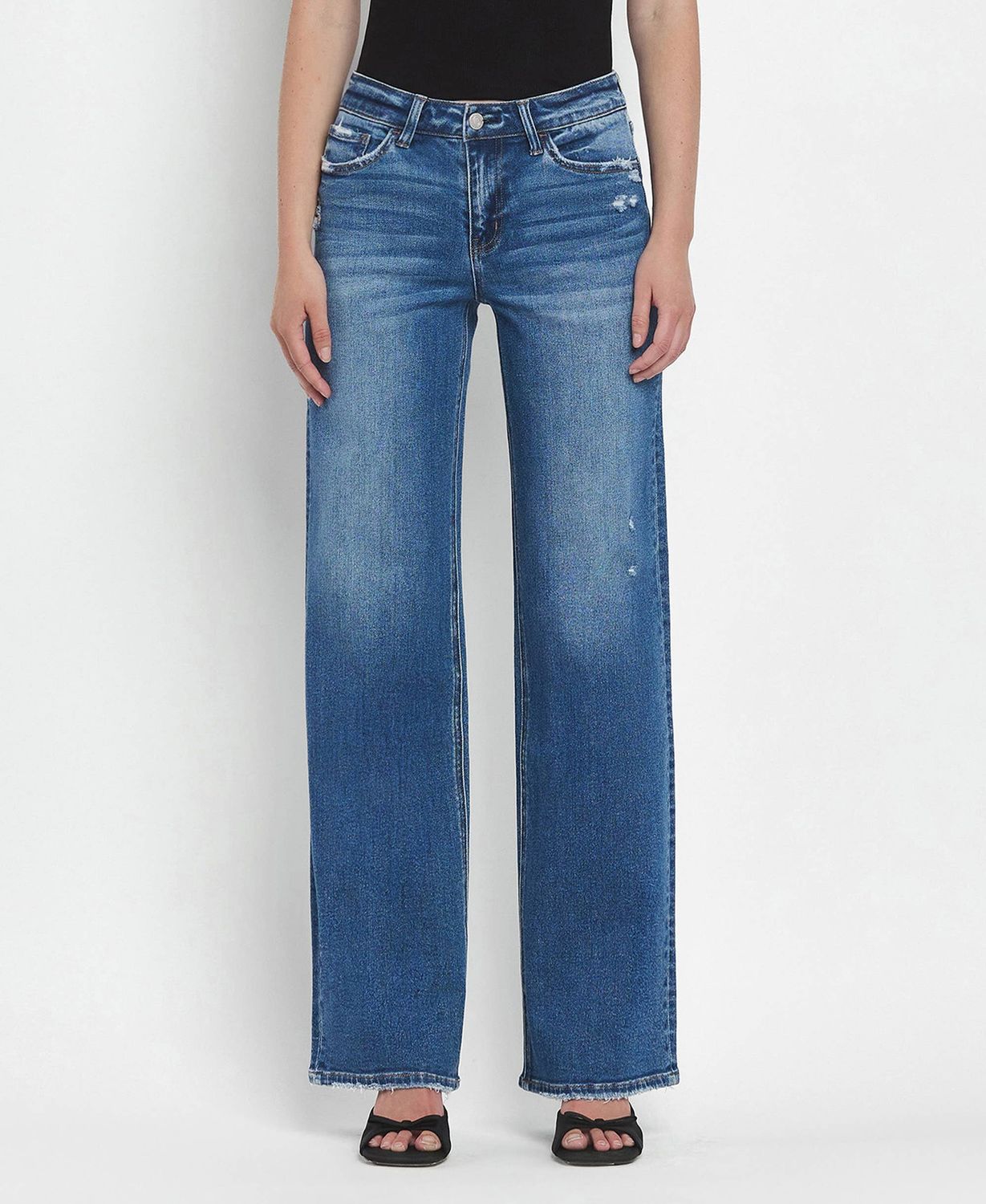 MID RISE FULL LENGTH WIDE LEG JEANS, Size: 25