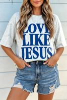 Gray Love Like Jesus Camouflage Oversized T Shirt - Gray, Size: Small
