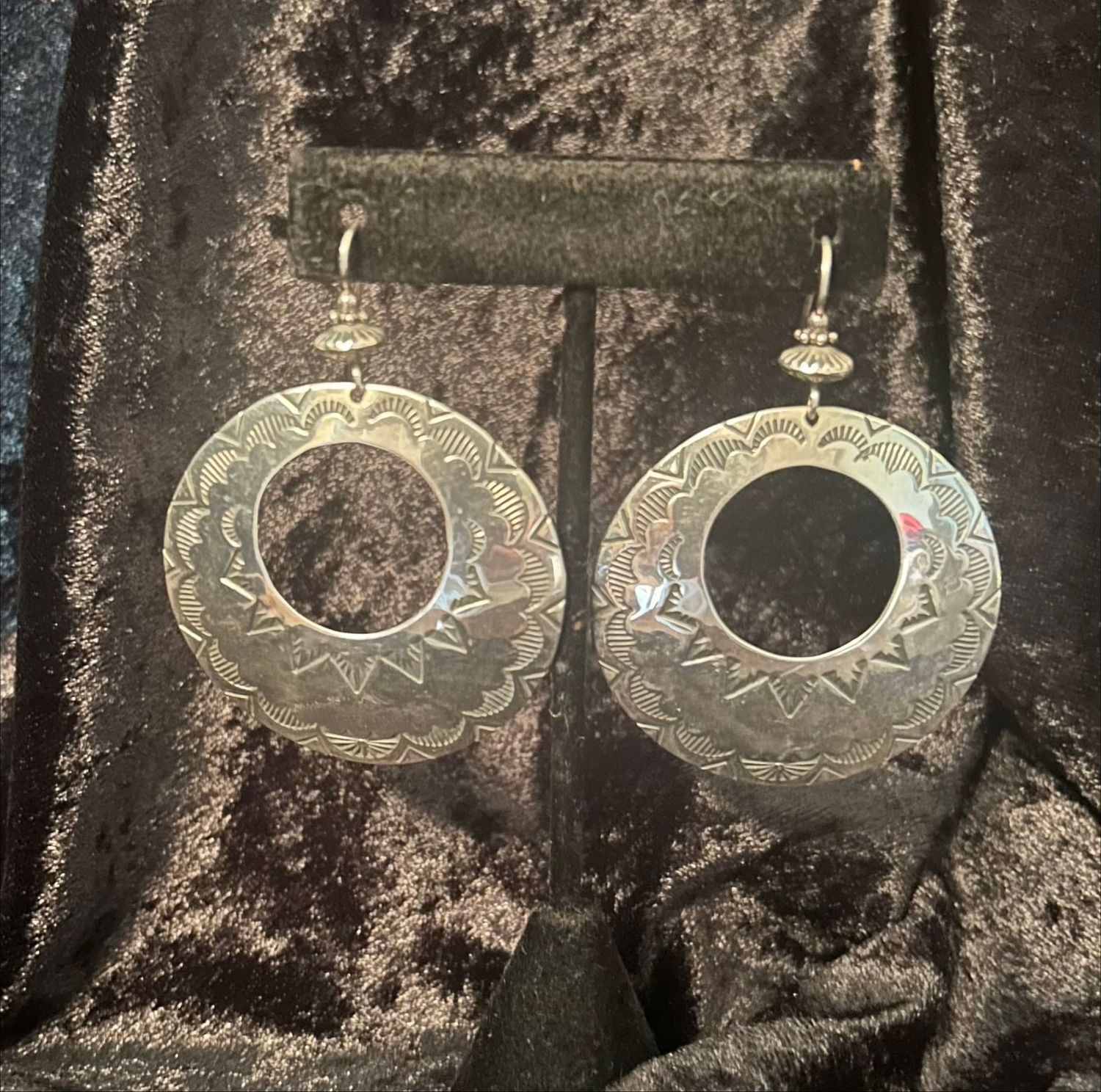 Sterling Stamped Dangle Earrings.