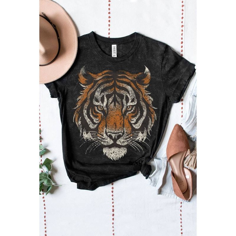 TIGER BIG FACE MINERAL GRAPHIC TEE: Mineral Black