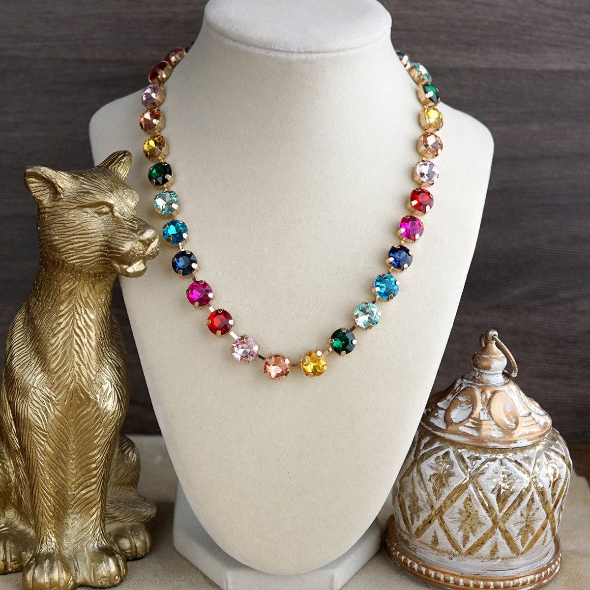 Colorful Glass Crystal Necklace – Color Pop Shine: Multicolor
