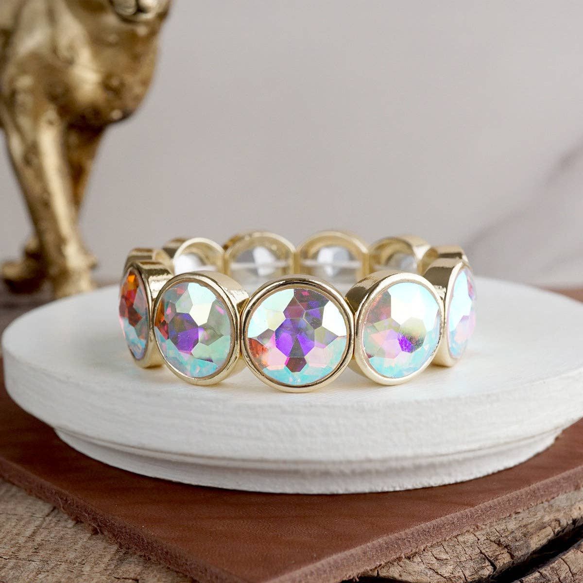 Crystal Stretch Bracelet – Gold Silver AB - Light Catcher: Gold - AB Rainbow