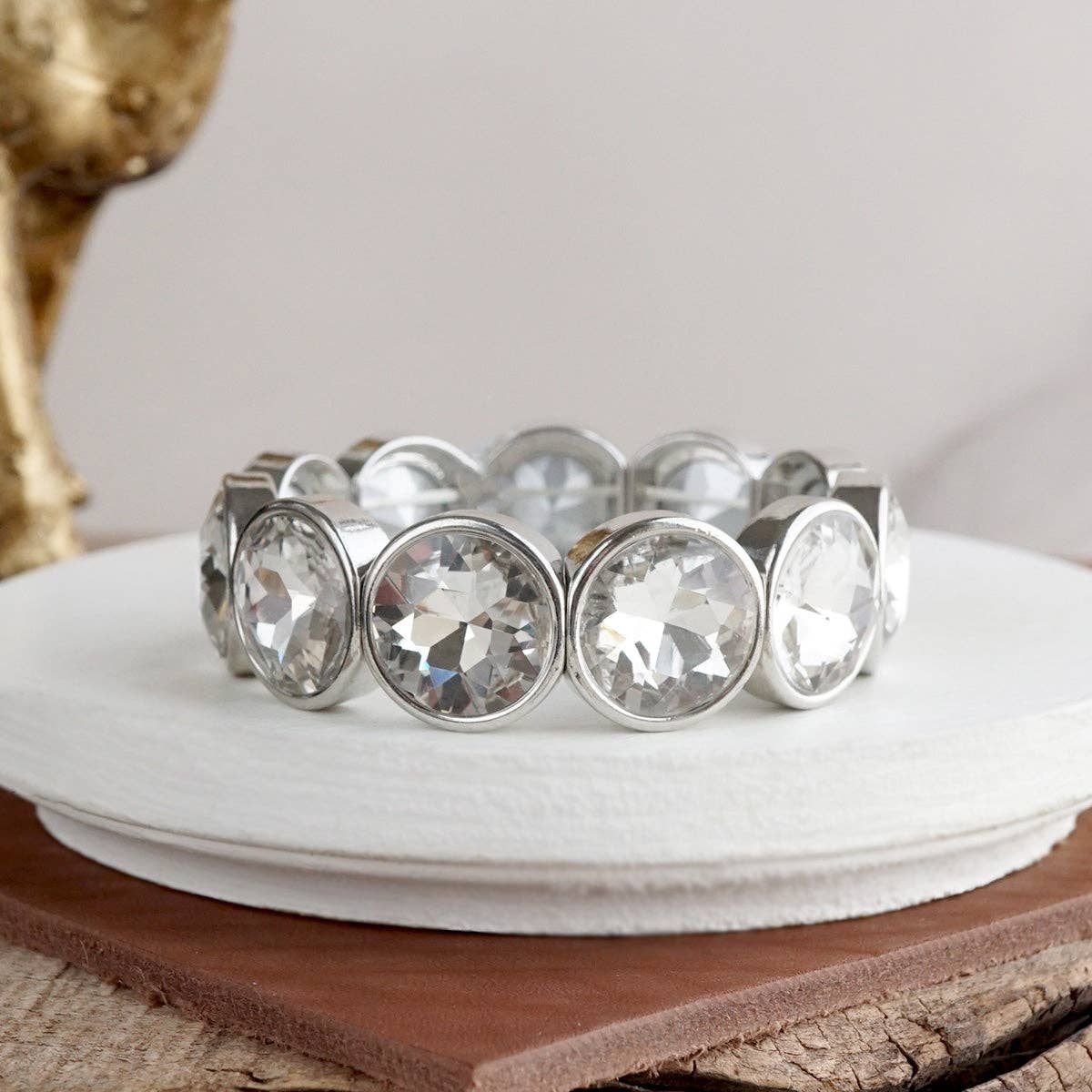 Crystal Stretch Bracelet – Gold Silver AB - Light Catcher: Silver - Clear