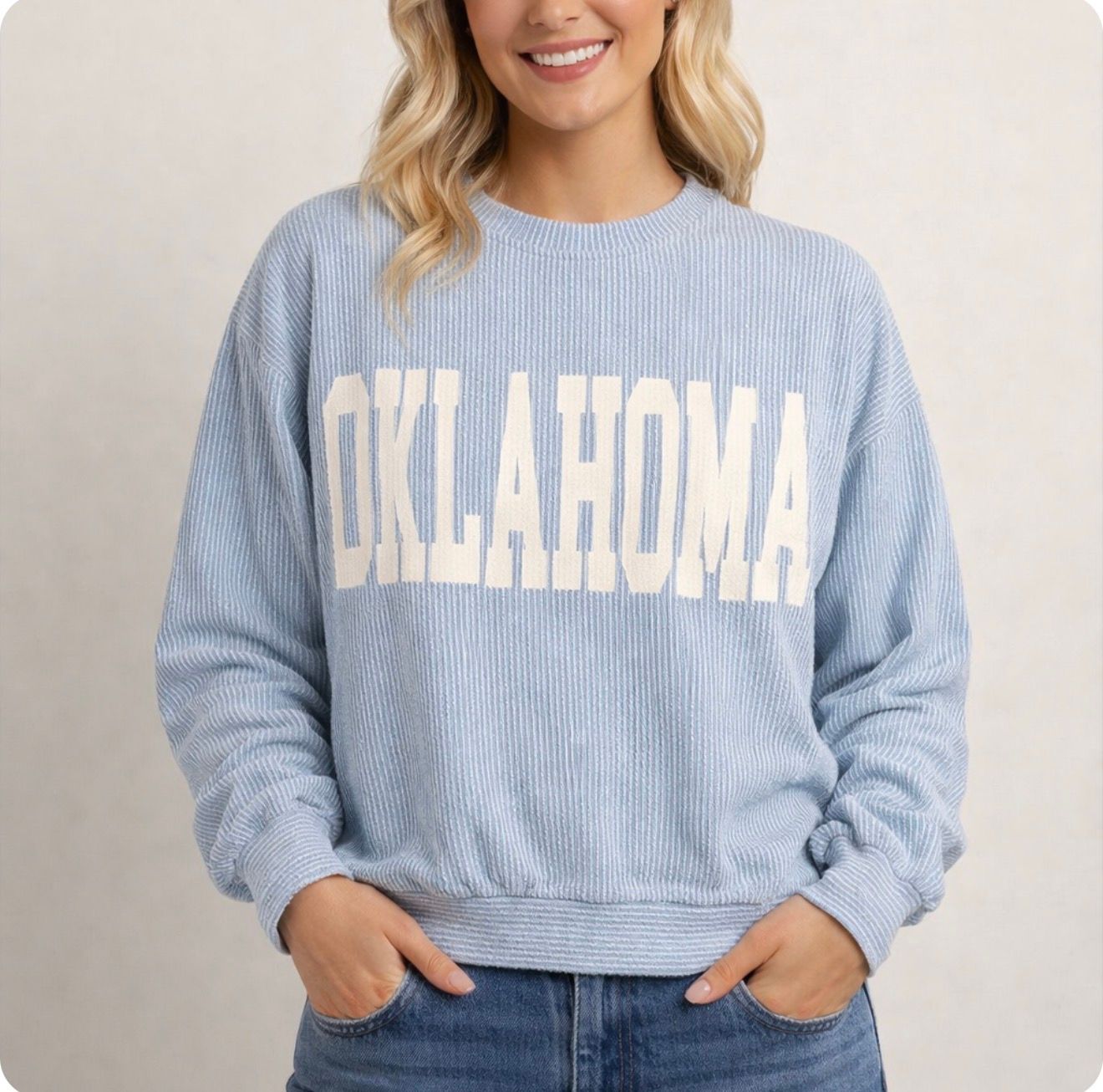 Oklahoma Ribbed long sleeve, Colour: Blue, Size: Small