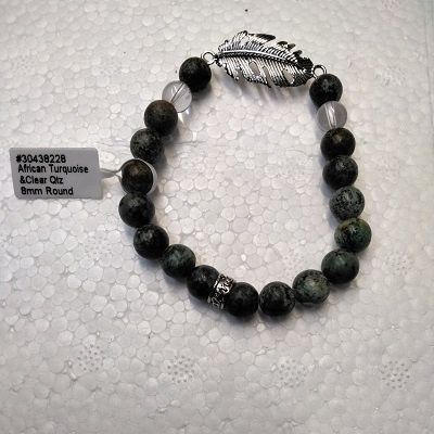 African Turquoise/Clear Quartz Bracelet K-KM9041