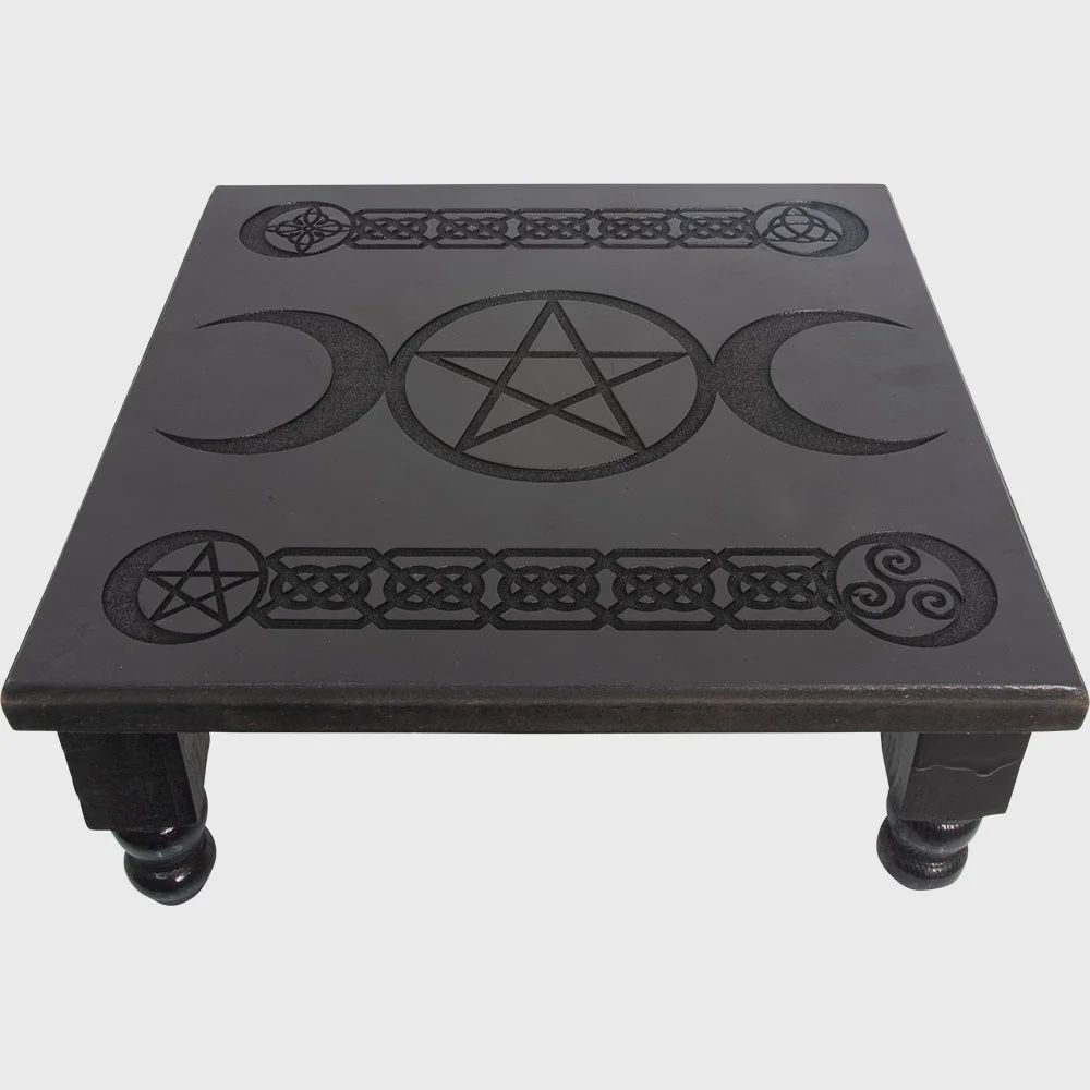 Altar Table-Wood-Triple Moon Pentacle-Black