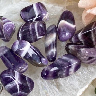 Chevron Amethyst Tumble Stone