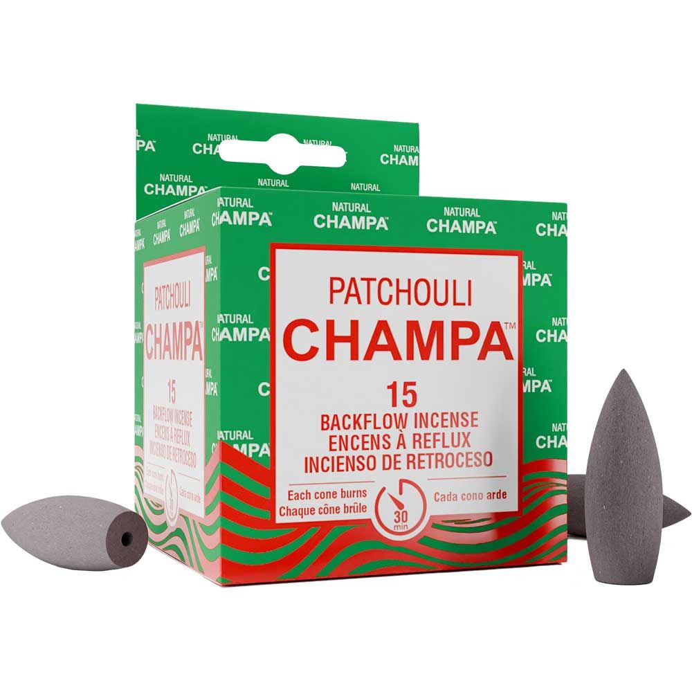 NATURAL CHAMPA BACKFLOW CONES-PATCHOULI-15 CONES