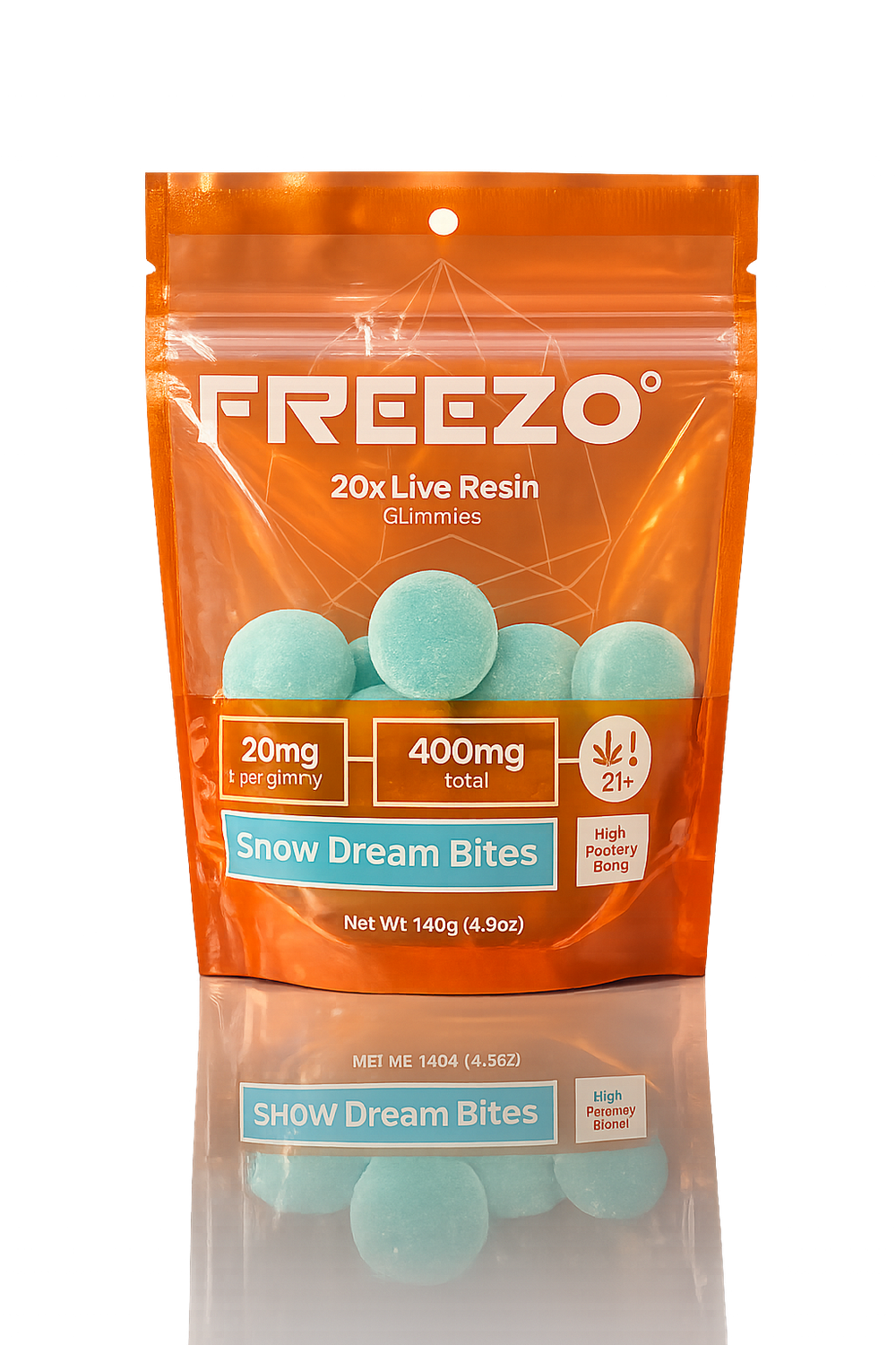 FREEZO 20MG LIVE RESIN GUMMIES (20CT/BAG, 400MG/BAG) Snow Dream Bites