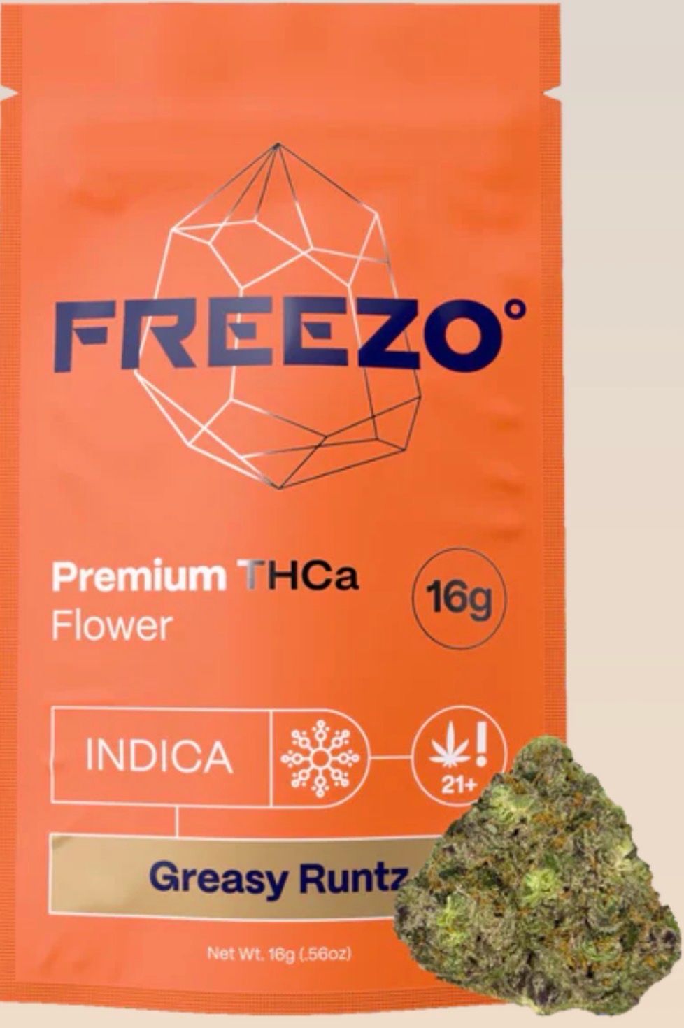 FREEZO: 16g Flower Uncoated - Greasy Runtz INDICA