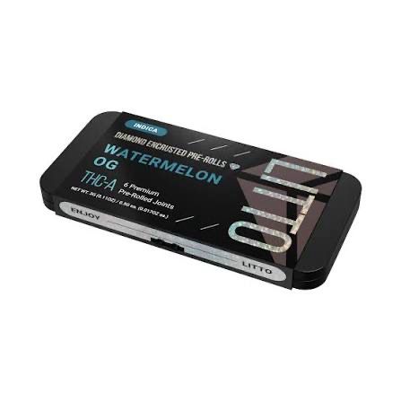 LITTO: 6 Premium Diamond Encrusted Pre-Rolls - Watermelon OG INDICA