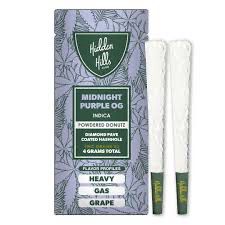 Hidden Hills: 2x Pre-Roll • Diamond Pave Coated Hashhole - Midnight Purple OG INDICA