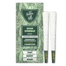 Hidden Hills: 2x Pre-Roll • Diamond Pave Coated Hashhole - Sour Sherbae SATIVA