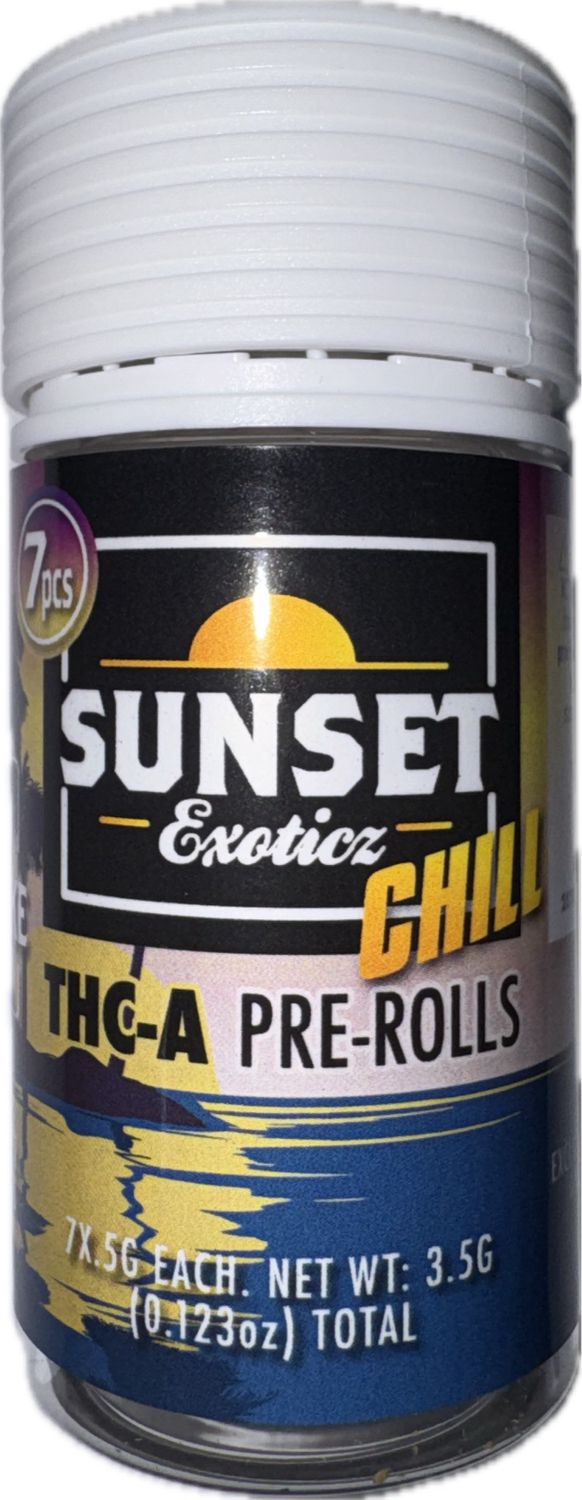 SUNSET Exoticz: 7pcs THC-A Pre-Rolls - Lemon Cheese Cake SATIVA