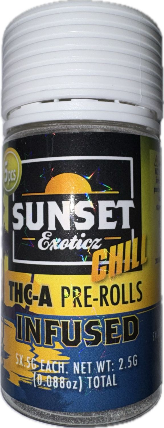 SUNSET Exoticz: 5pcs INFUSED THC-A Pre-Rolls - Sour Apple INDICA