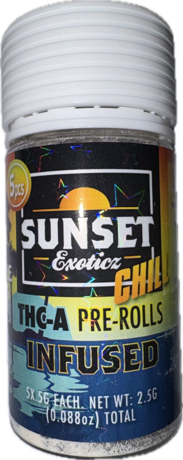 SUNSET Exoticz: 5pcs INFUSED THC-A Pre-Rolls - Pineapple Express SATIVA