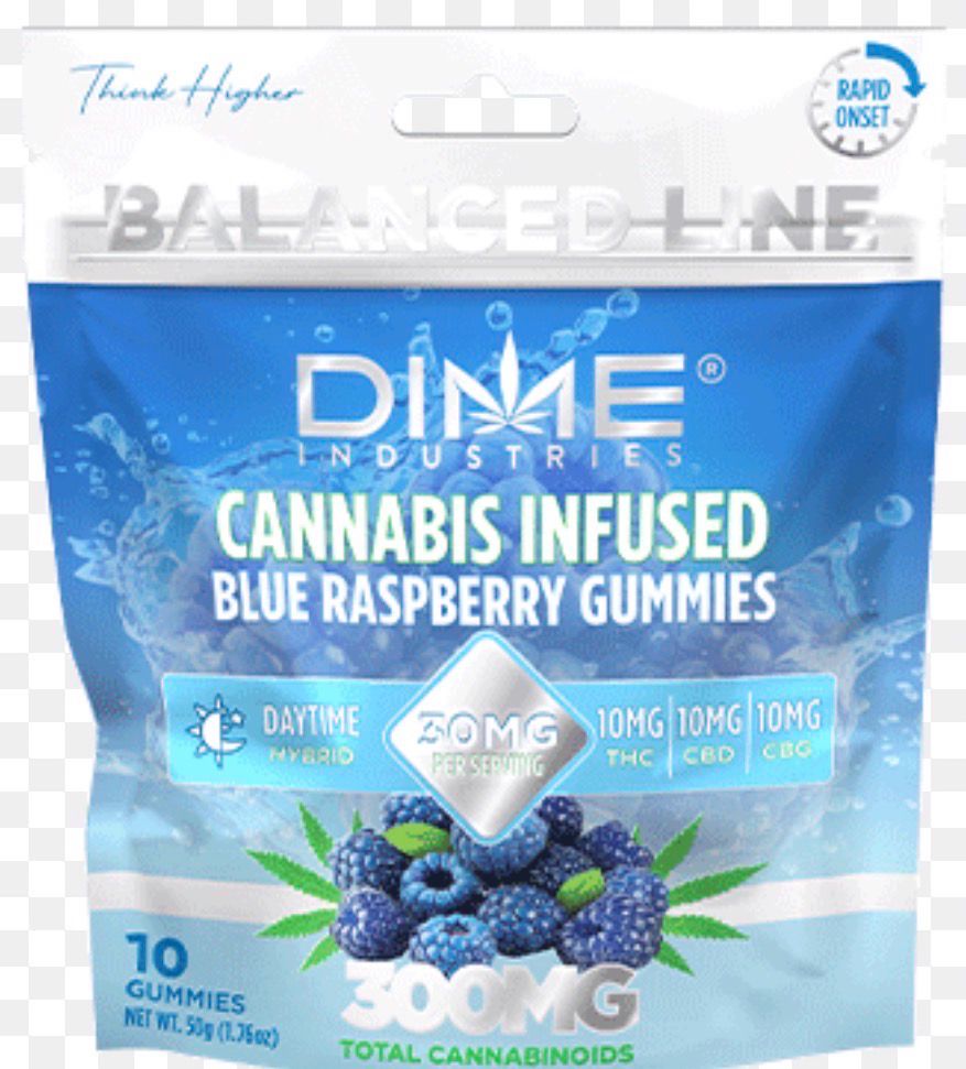 DIME Industries: 300mg Cannabis Infused Gummies - Blue Raspberry HYBRID