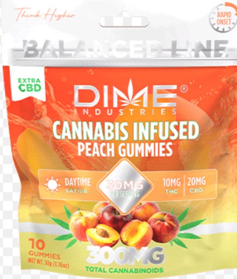 DIME Industries: 300mg Cannabis Infused Gummies - Peach SATIVA