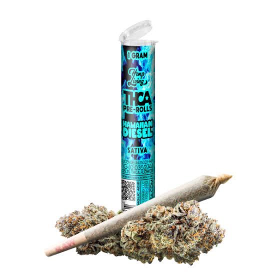 Hemp Living: 1gram THCA Pre-Roll - Hawaiian Diesel SATIVA