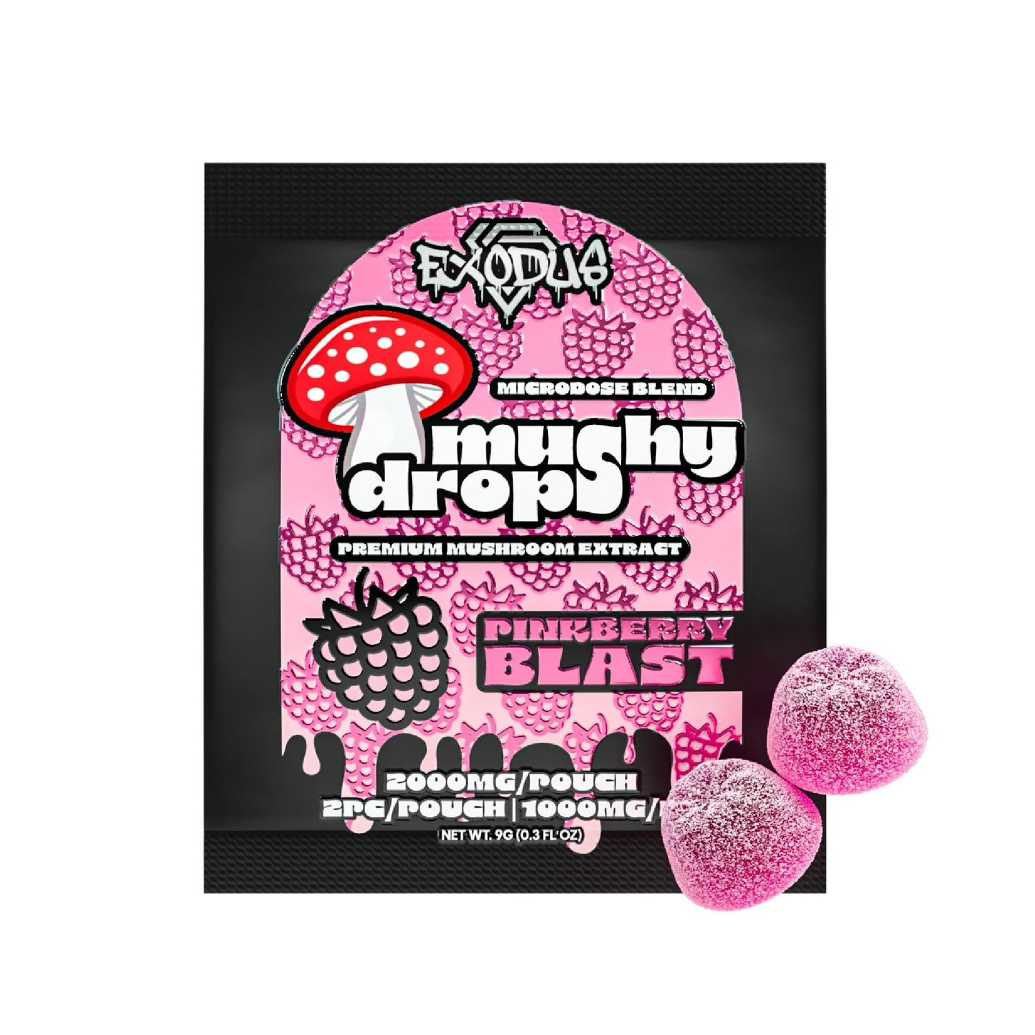 EXODUS Mushy Drops: 2000mg Premium Mushroom Extract - Pinkberry Blast