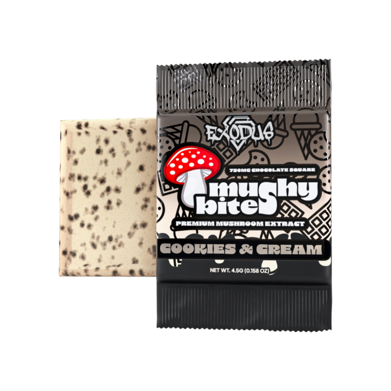 EXODUS Mushy Bites: 750mg Premium Mushroom Extract Chocolate Squares - Cookies & Cream