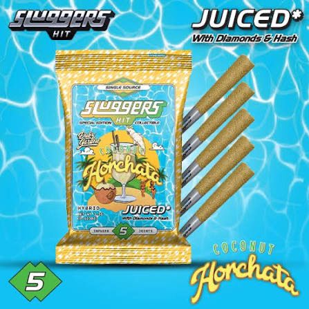 Sluggers HIT: 5 Infused Joints JUICED* With Diamonds & Hash - Coconut Horchata HYBRID