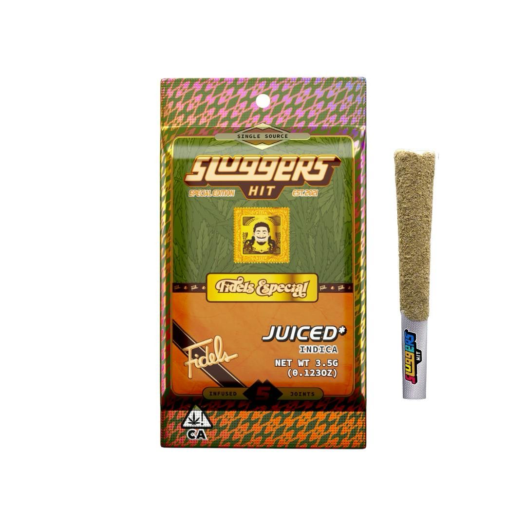 Sluggers HIT: 5 Infused Joints JUICED* With Diamonds & Hash - Fidels Especial INDICA