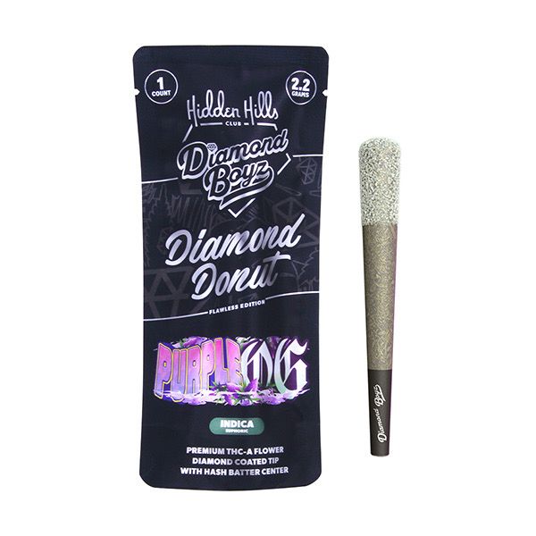 Hidden Hills x Diamond Boyz: 2.2grams Diamond Donut Pre-Roll - Purple OG INDICA