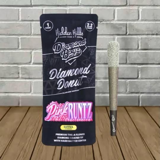 Hidden Hills x Diamond Boyz: 2.2grams Diamond Donut Pre-Roll - Pink Runtz SATIVA