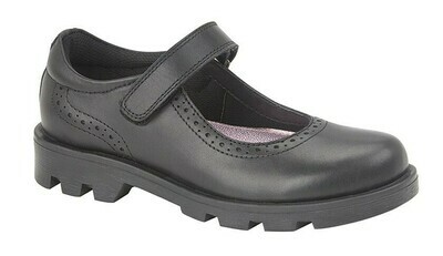 Girls Bar Shoe in Black Leather (Size 10 - Size 5) (RCSG192A) 'Best Seller'