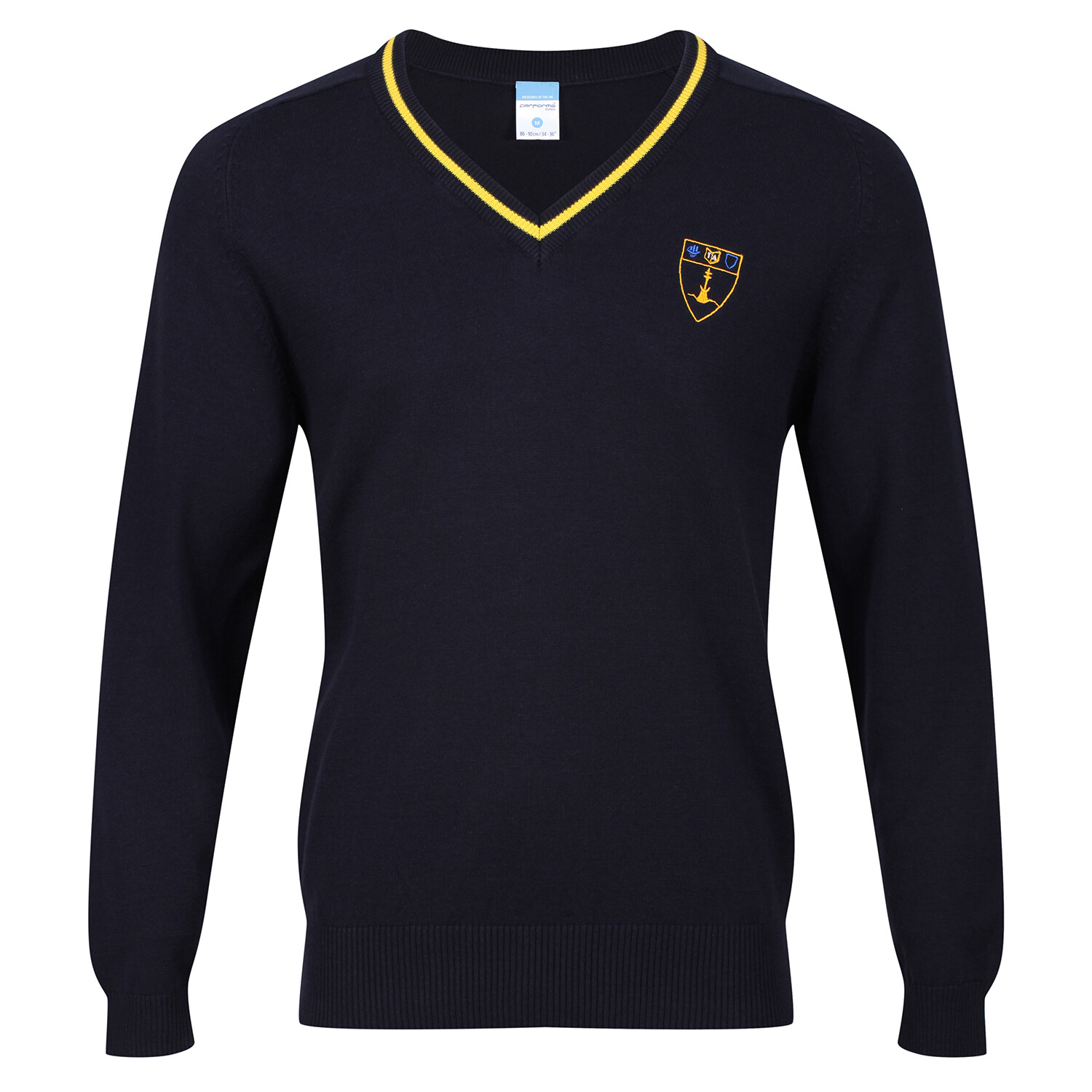 Inverclyde Academy Knitted V-neck with stripe