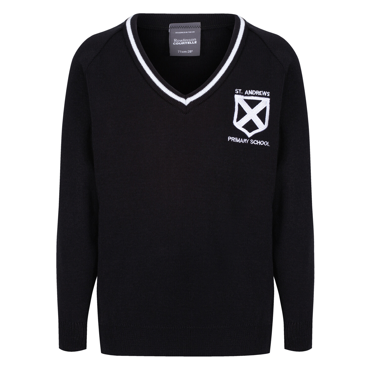 St Andrew's Primary Knitted V-neck with stripe