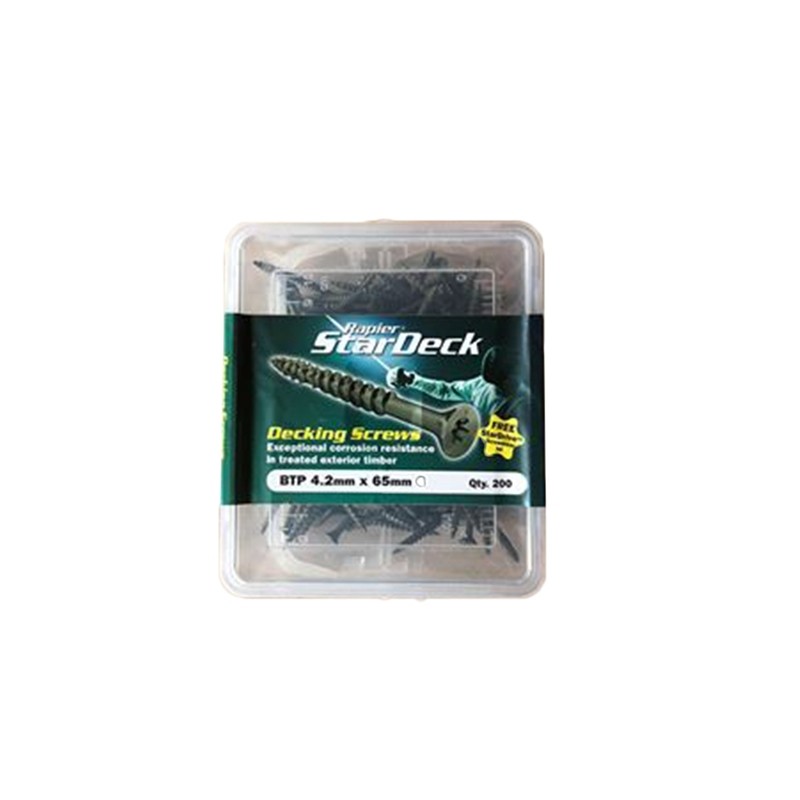 No-rust Decking Screws - Green plastic coated (Box of 200).