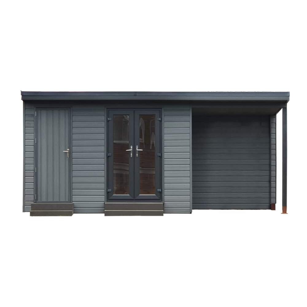 Composite Garden Room in Slate 4mx3m with 1.8mx3m Canopy