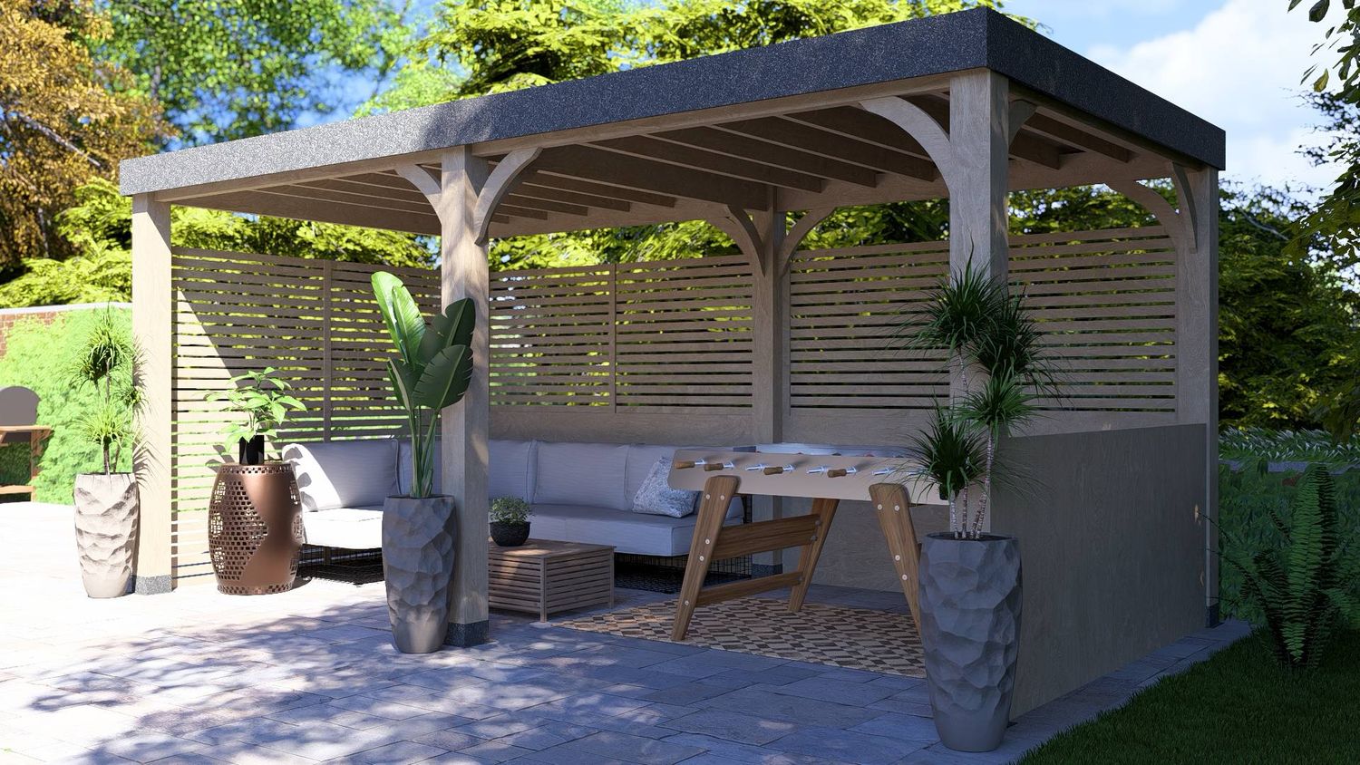 Gazebo with screened panels 3.6mx3m
