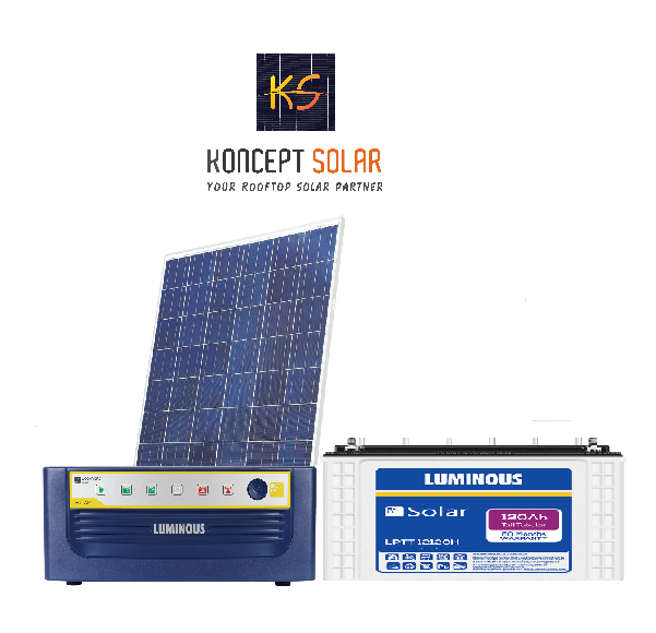 850VA Off Grid Luminous Solar Inverter, Battery and Panels with 4-6 Hours of Battery back up