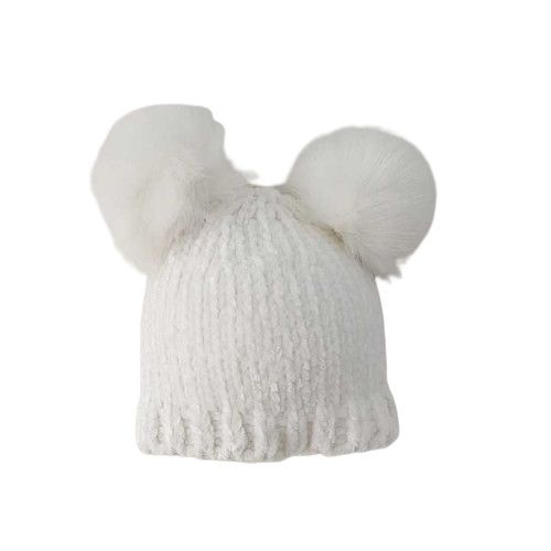 Snowy White Chenille Beanie Hat