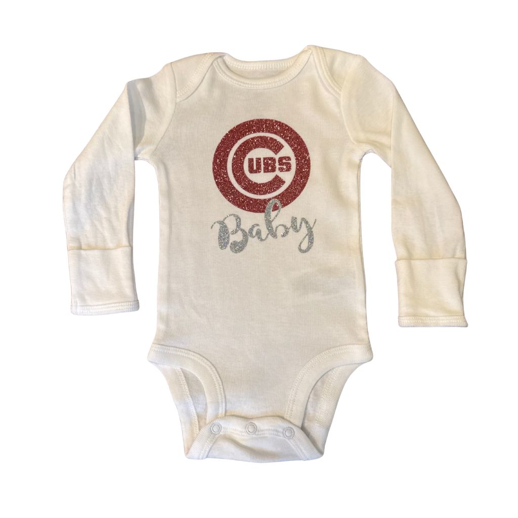 Cubs Baby Pink Long Sleeve Onesie