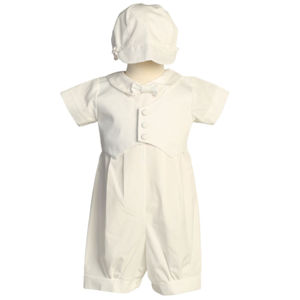 Tyler Cotton Romper with Pique Vest
