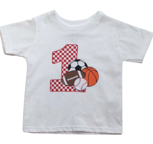 Sports Birthday Short Sleeve Shirt , Size: "1" 12m