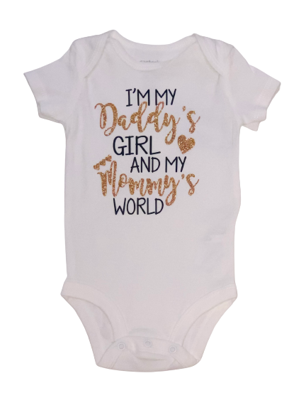 Daddys Girl Mommys World Short Sleeve Onesie 
