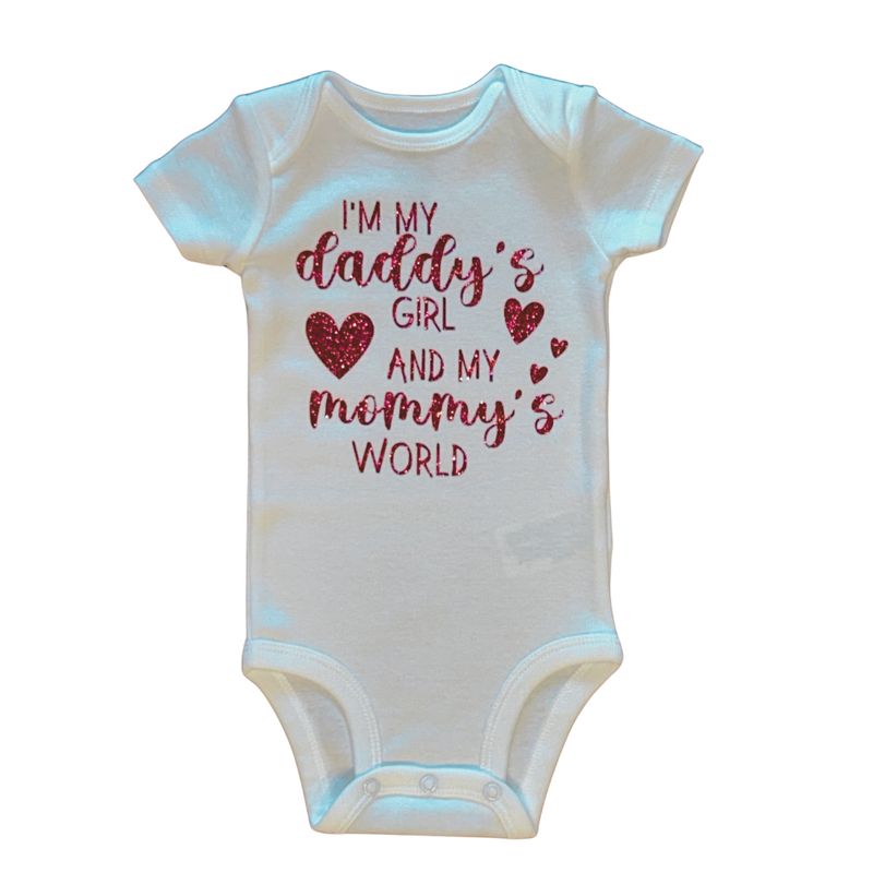 Daddys Girl Mommys World Short Sleeve Onesie