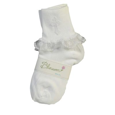 Girls Christening Cross and Lace Socks