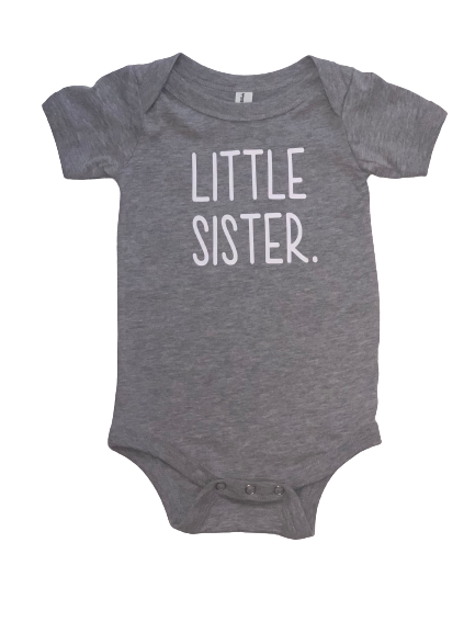 Little Sister Gray Short Sleeve Onesie 